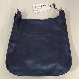 Ah-dorned Classic Vegan Leather Messenger -Navy